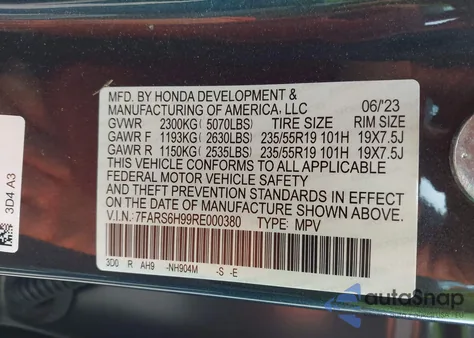 2024 Honda Cr-V Hybrid Sport Touring из США, поврежденный, VIN 7FARS6H99RE000380